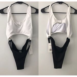 Black and white swimsuit